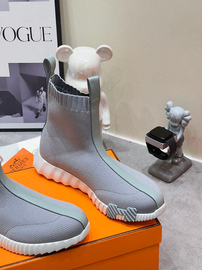 H FUN CLASSIC SNEAKER STYLISH LIGHT GRAY FABRIC