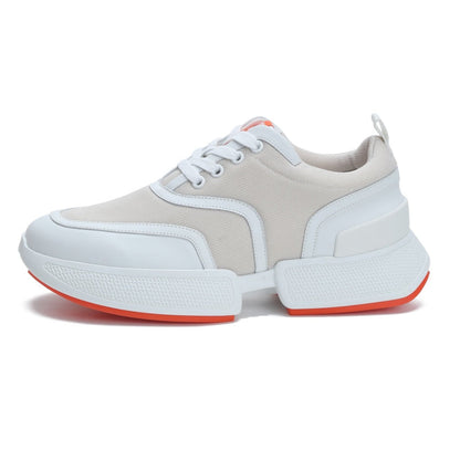 GIGA SNEAKER IN TAN BROWN STITCHED MESH AND WHITE CALFSKIN