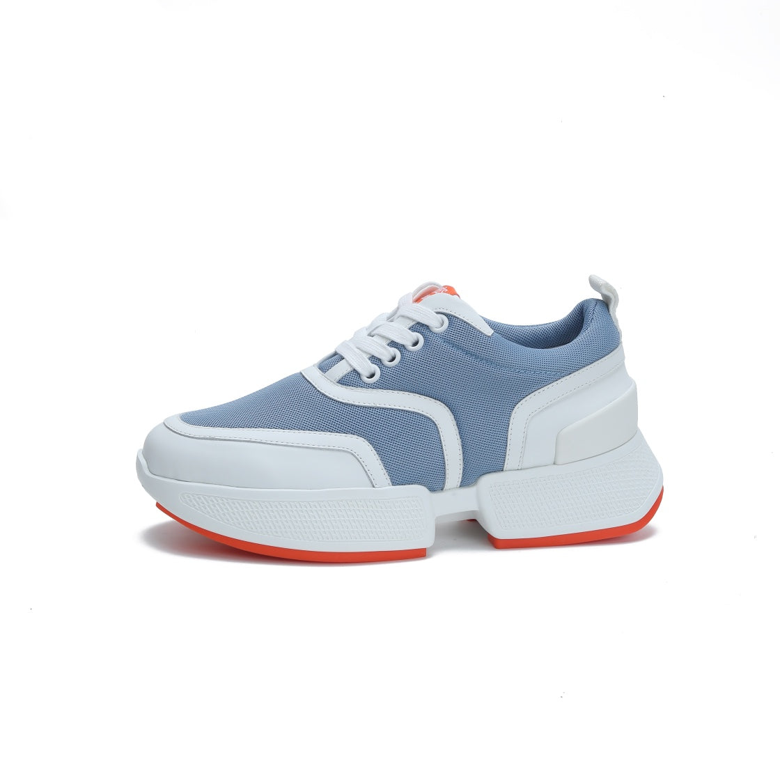 GIGA SNEAKER IN AEGEAN BLUE STITCHED MESH AND WHITE CALFSKIN