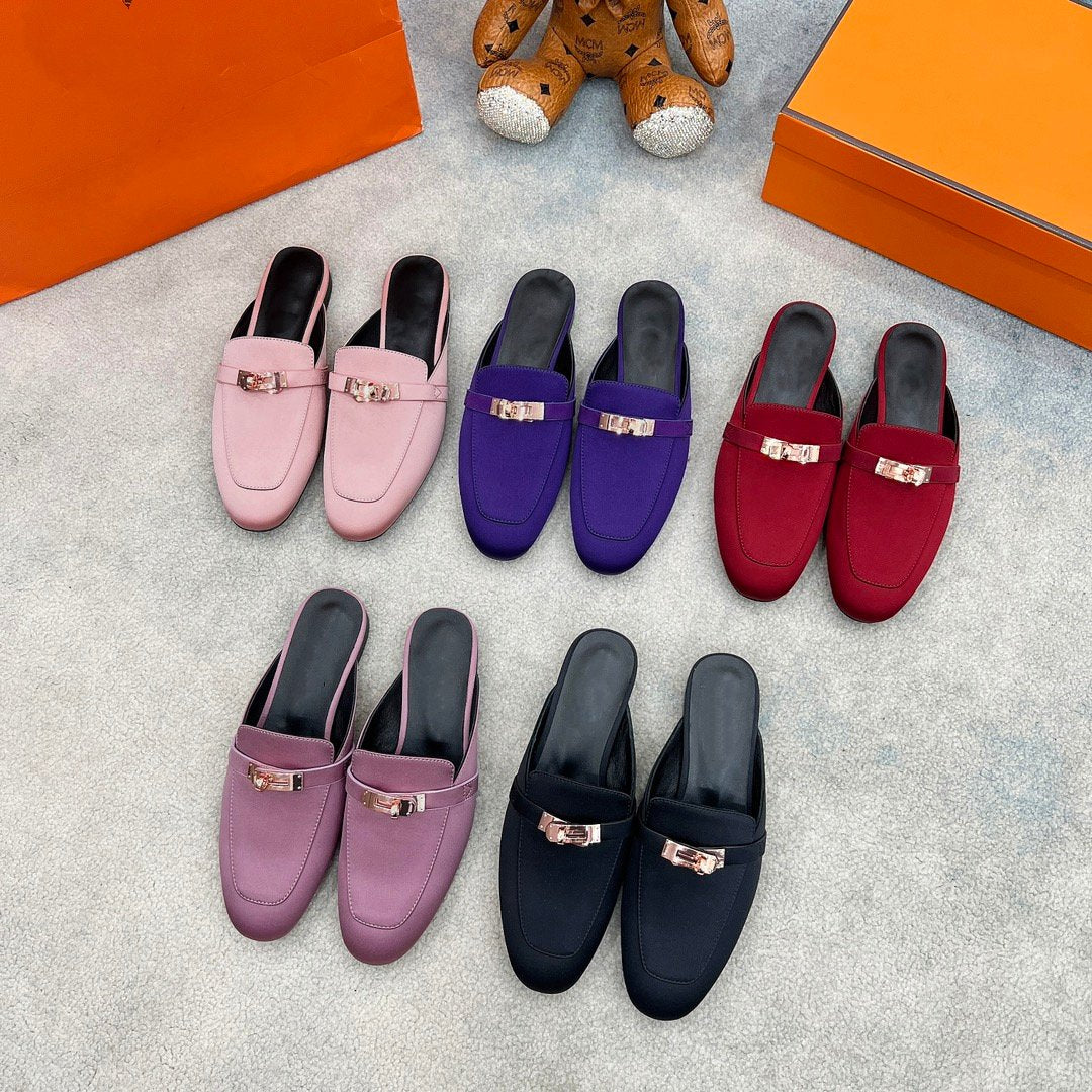 0Z Mule Black Silk Thick Cloth/Sheepskin