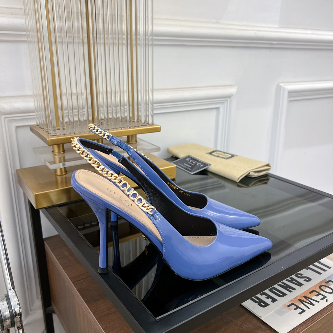 GG SIGNORIA SLINGBACK PUMP CERULEAN LAMBSKIN