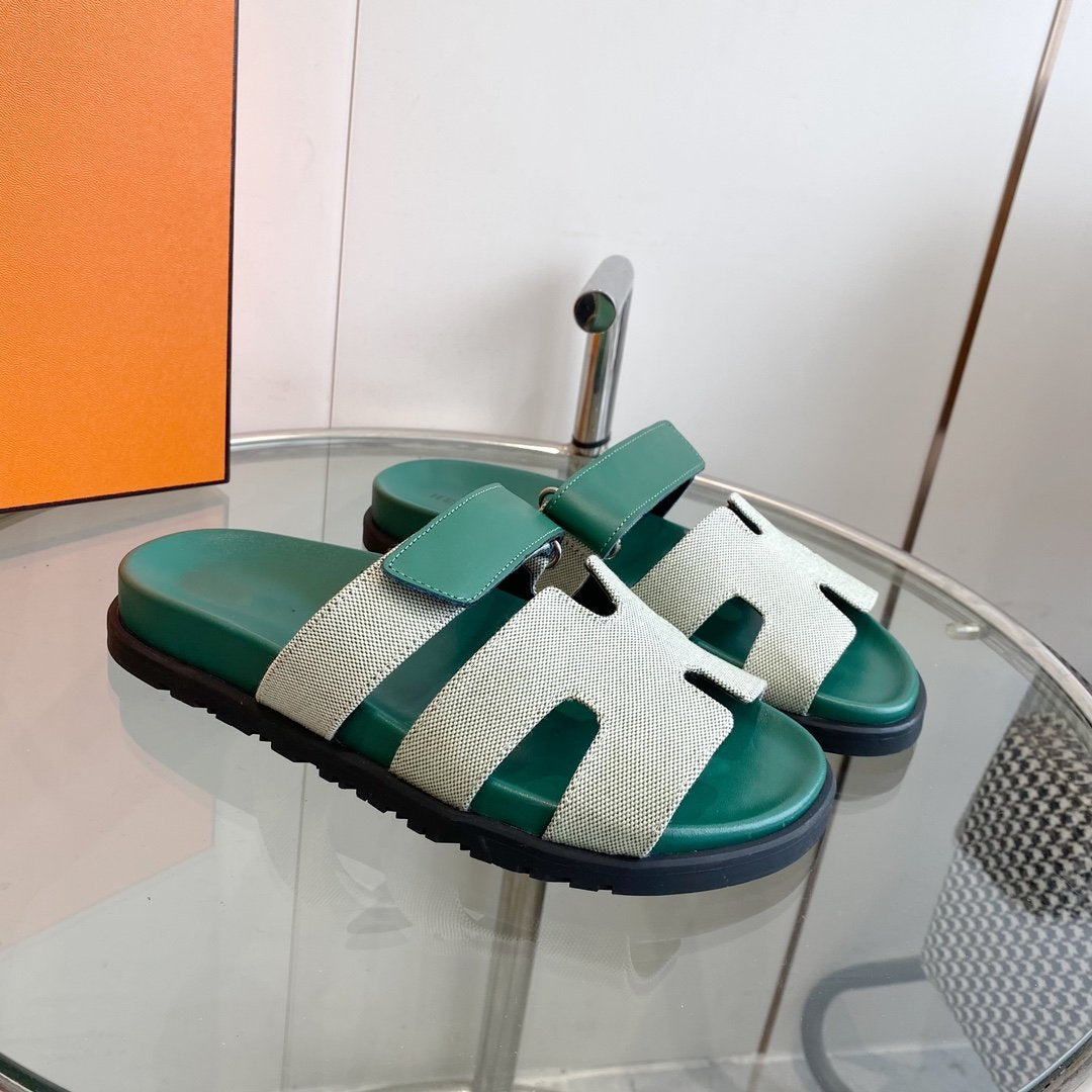 Chypre Canvas Sandal Tiff Leather