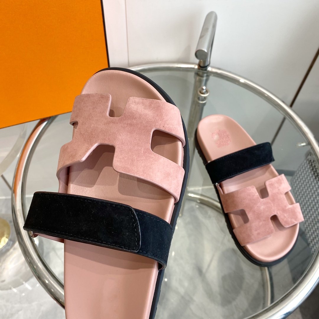 Chypre Sandal Suede Pink Chapas / Black