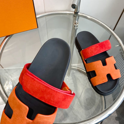 Chypre Sandal Orange Chapas / Red Suede