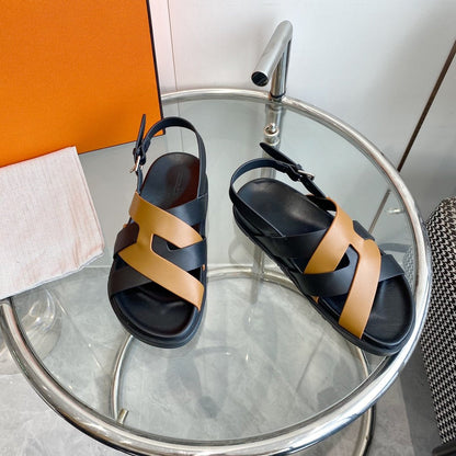 Genius Sandal Slingback Black/Brown Calfskin Leather