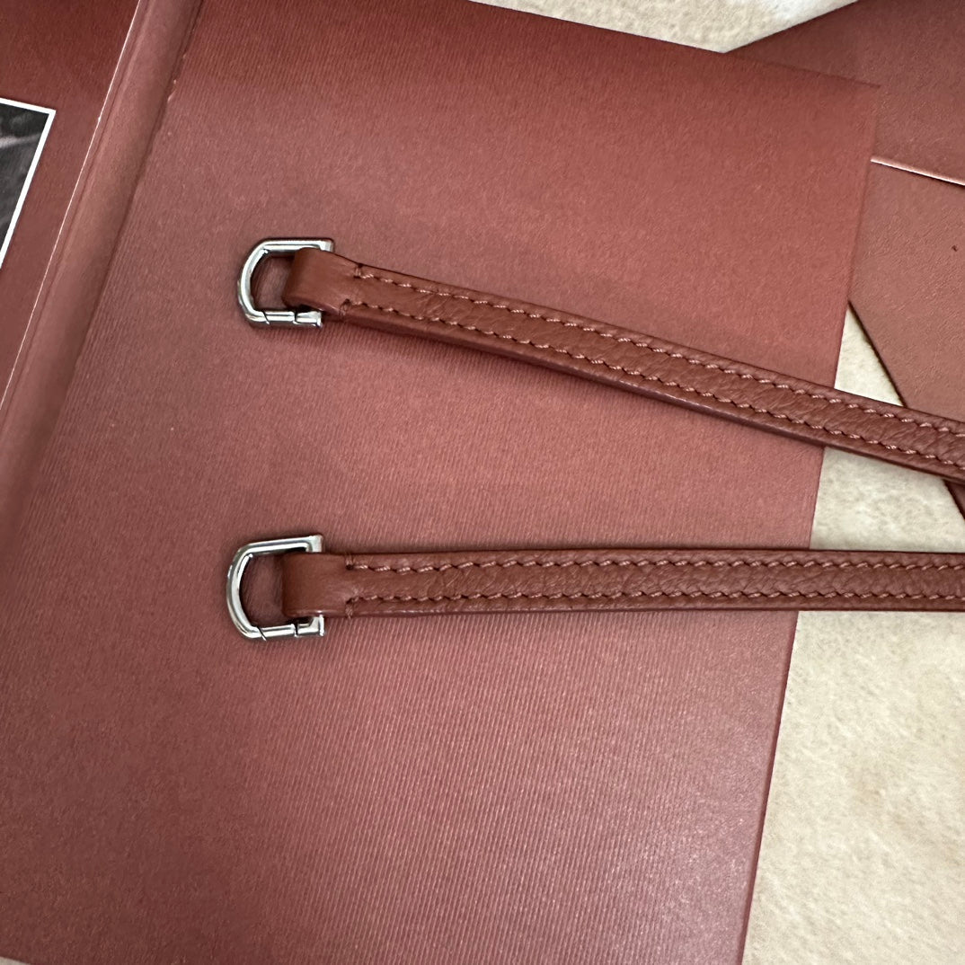 EXTRA POCKET BACKPACK L23.5 IN BRONZE BROWN CALFSKIN WITH SILVER HARDWARE