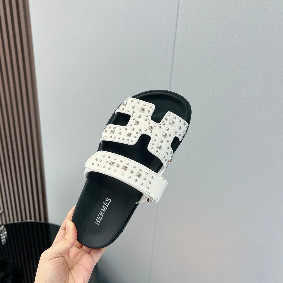 CHYPRE SANDAL WHITE MIX BLACK CALFSKIN SPECIAL