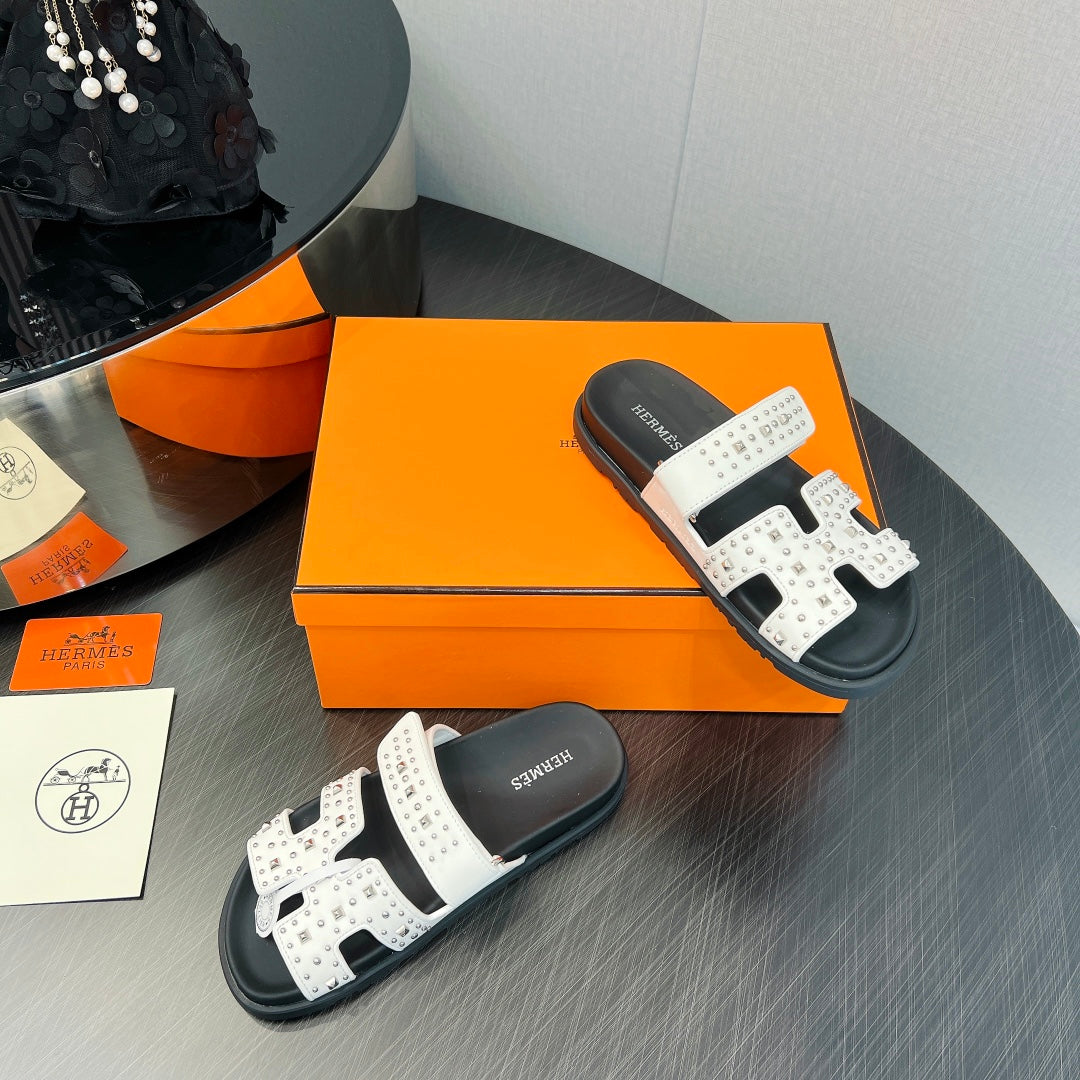 CHYPRE SANDAL WHITE MIX BLACK CALFSKIN SPECIAL