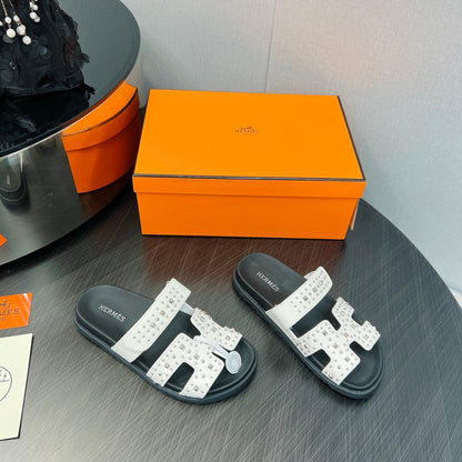 CHYPRE SANDAL WHITE MIX BLACK CALFSKIN SPECIAL