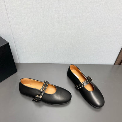 ALAIA MARY JANE SHOES IN BLACK LAMBSKIN SILVER HARDWARE