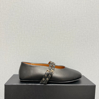 ALAIA MARY JANE SHOES IN BLACK LAMBSKIN SILVER HARDWARE