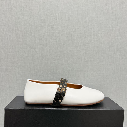 ALAIA MARY JANE SHOES IN WHITE LAMBSKIN SILVER HARDWARE