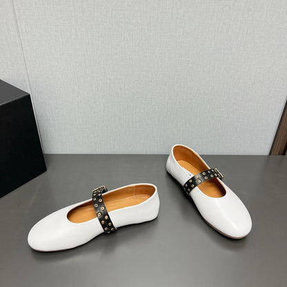 ALAIA MARY JANE SHOES IN WHITE LAMBSKIN SILVER HARDWARE