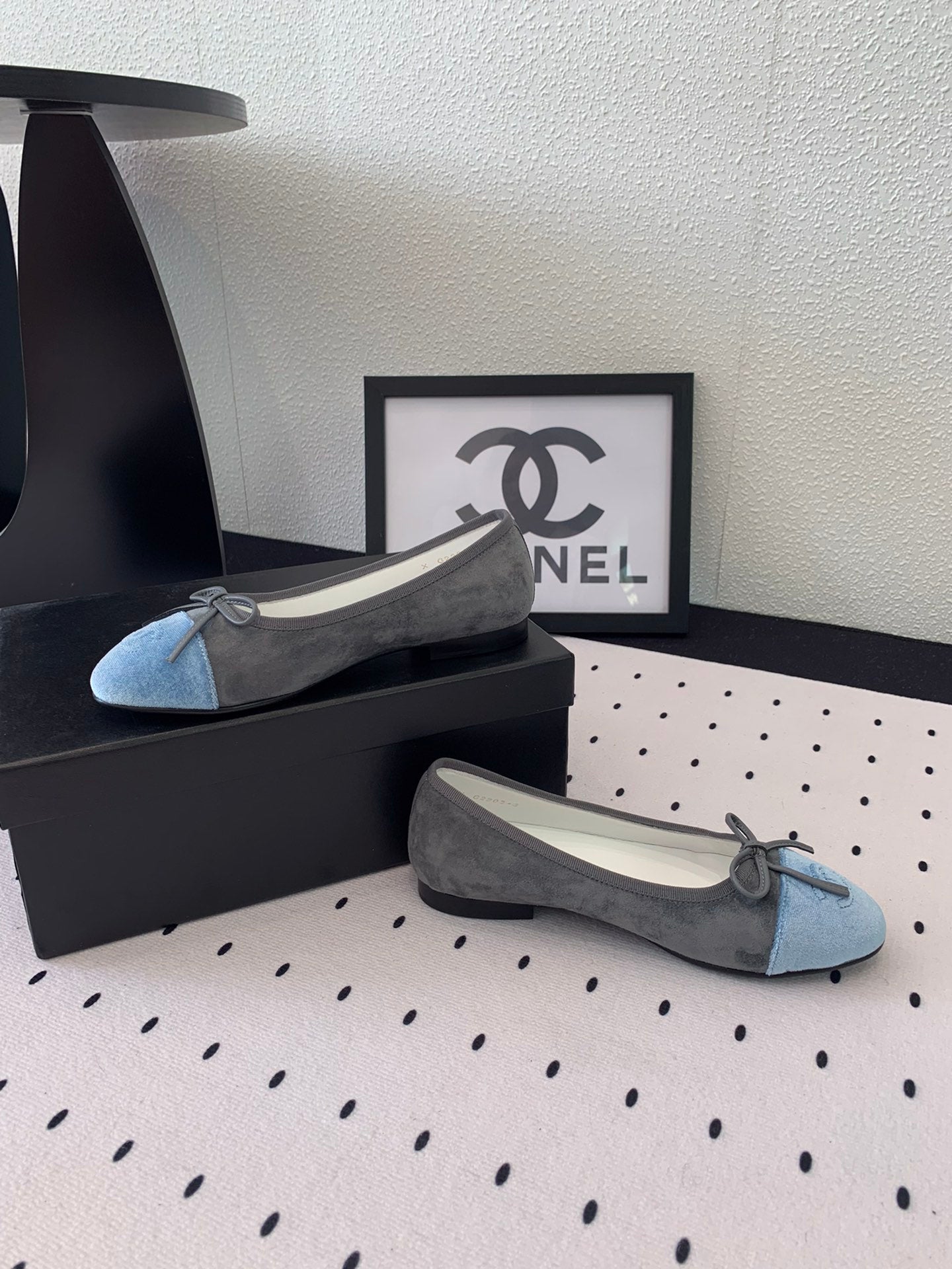 BALLET FLAT GREY MIX LIGHT BLUE VELVET