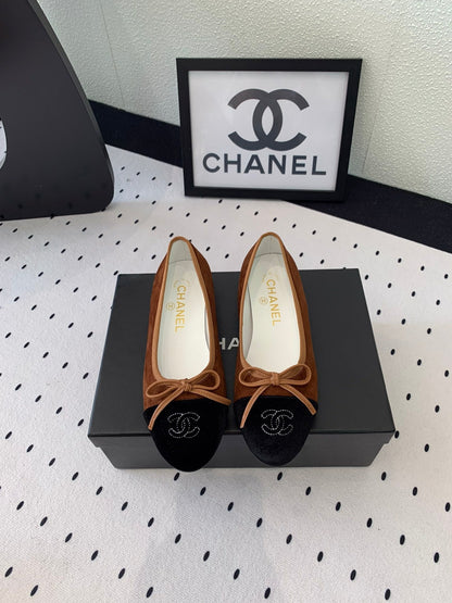 BALLET FLAT BROWN MIX BLACK VELVET