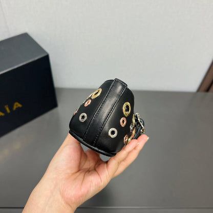 ALAIA MARY JANE SHOES IN BLACK LAMBSKIN GOLD MIX SILVER HARDWARE