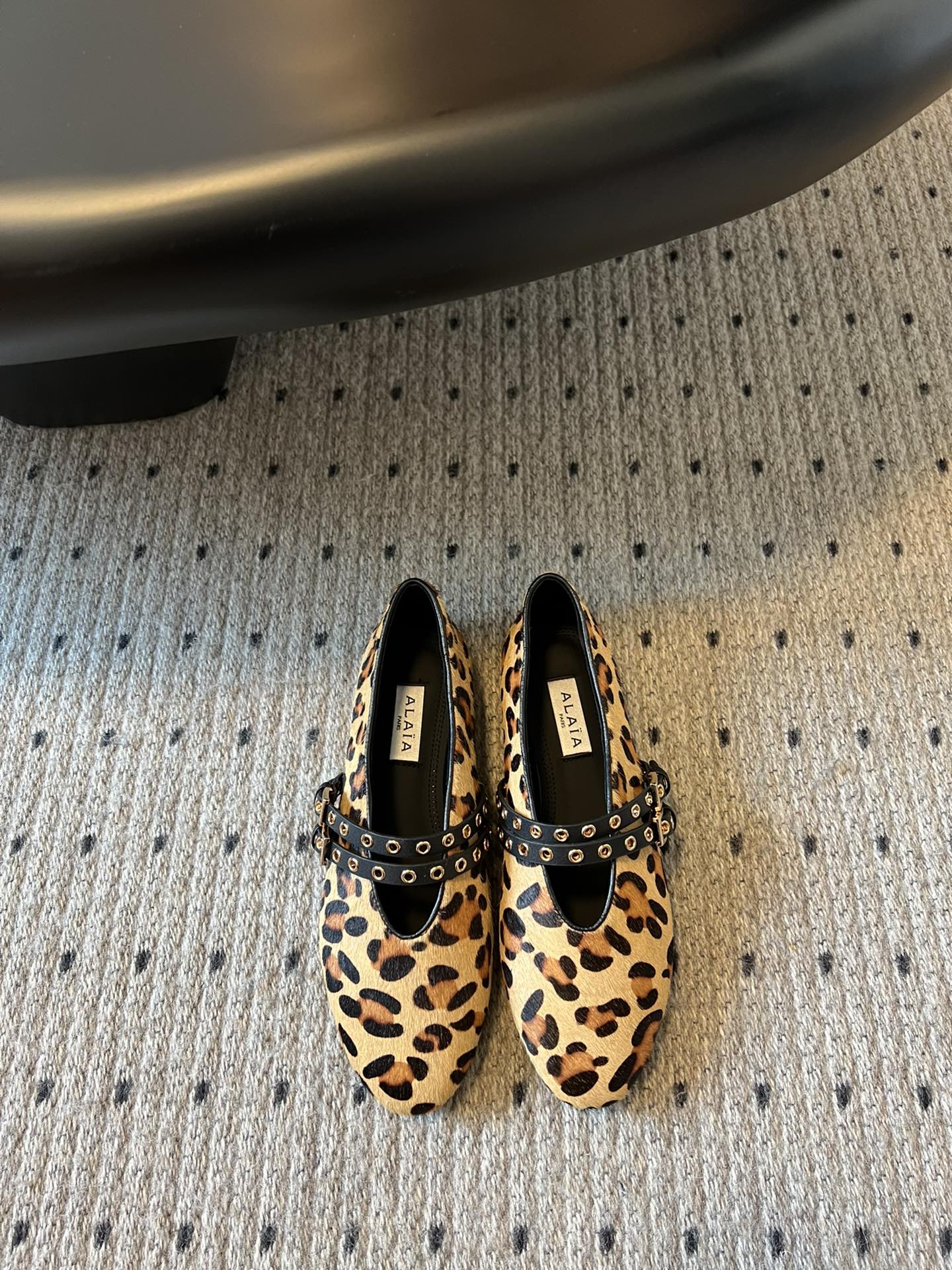 ALAIA MARY JANE SHOES IN LEOPARD ZP CUSTOM STRAW AND DENIM