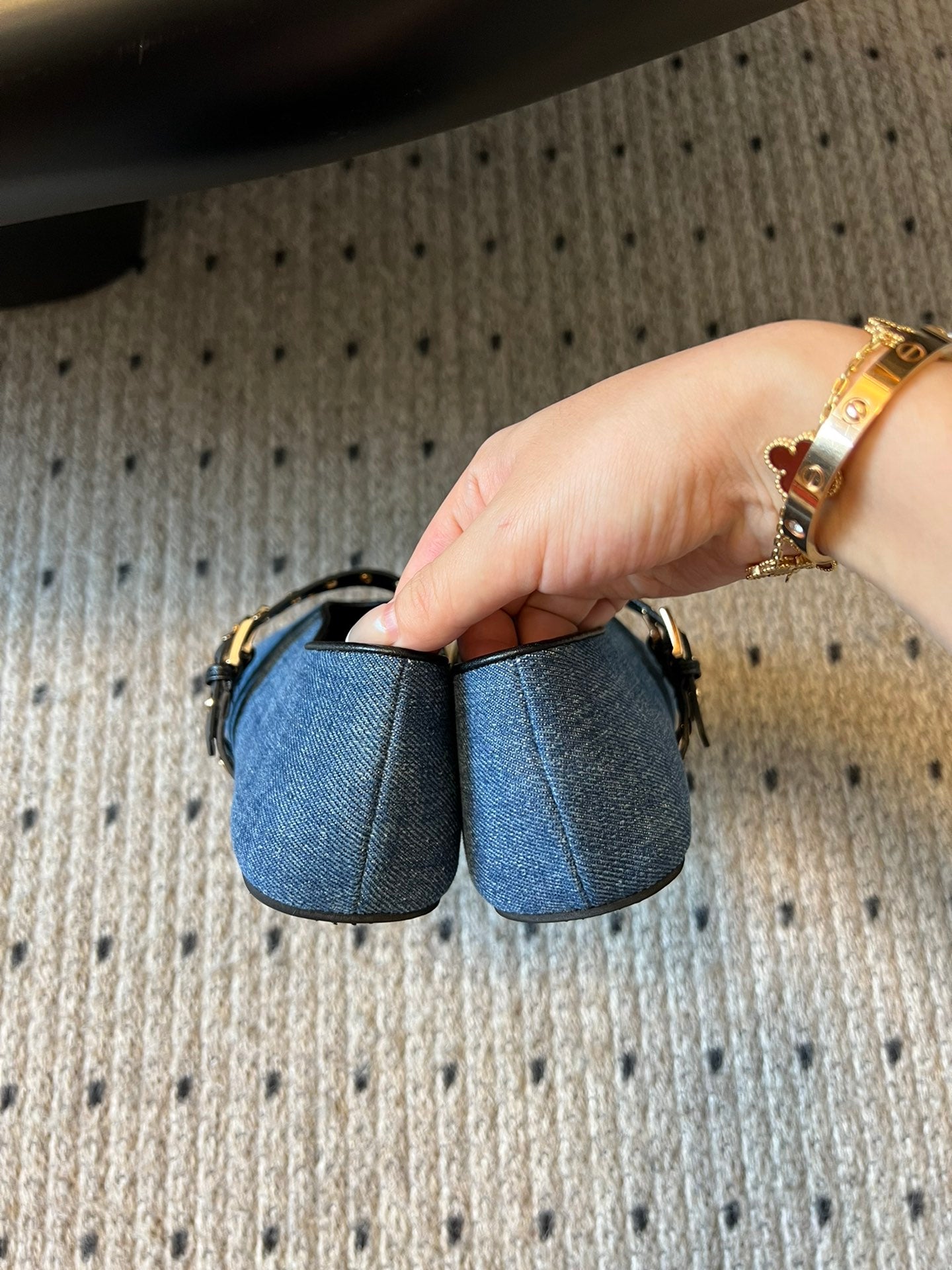 ALAIA MARY JANE SHOES IN CERULEAN BLUE ZP CUSTOM STRAW AND DENIM