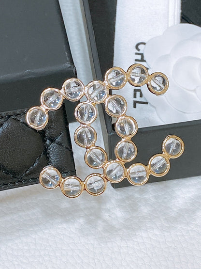 CC BELT 30 MM IN BLACK EMBROIDERED CALFSKIN PEARL LOGO WITH GOLD HARDWARE