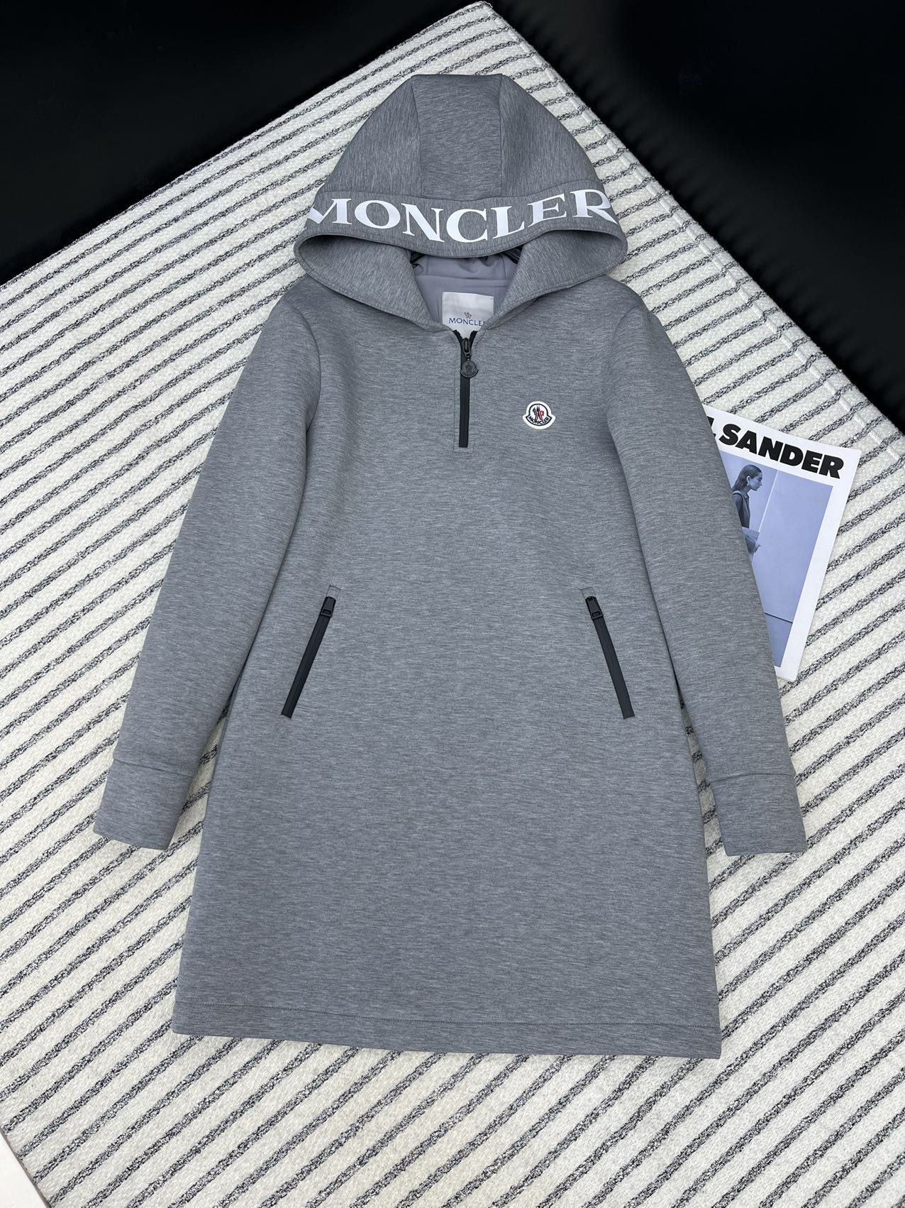 Moncler Style Women’s Hooded Mid-Length Sweatshirt Dress – Style 252314