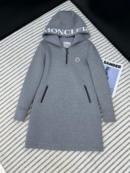 Moncler Style Women’s Hooded Mid-Length Sweatshirt Dress – Style 252314