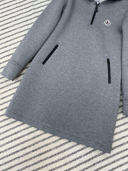 Moncler Style Women’s Hooded Mid-Length Sweatshirt Dress – Style 252314