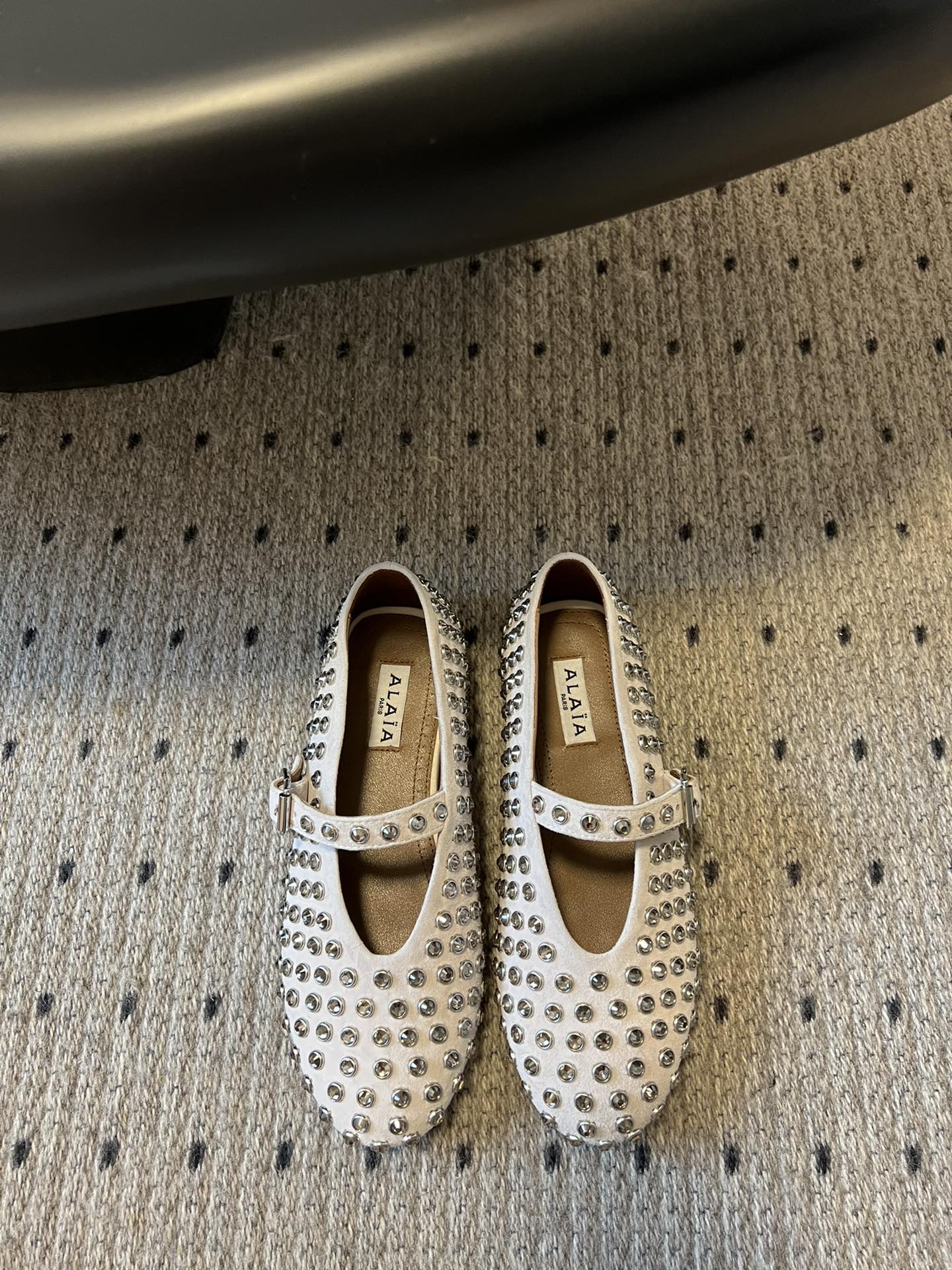 STRASS BALLET FLATS IN WHITE LAMBSKIN