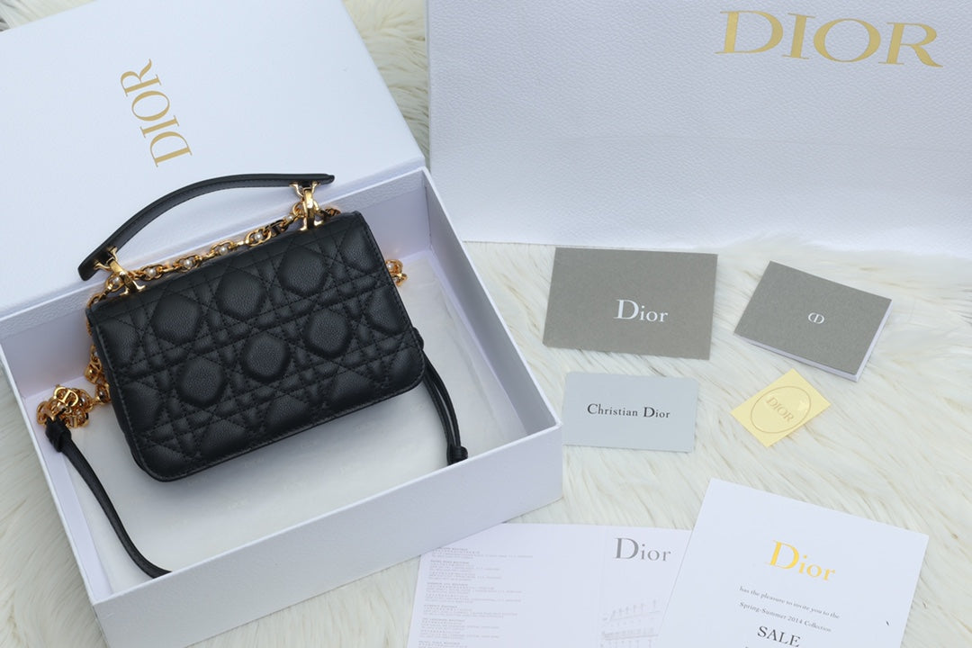 JOLIE TOP HANDLE BAG 19 IN BLACK CANNAGE CALFSKIN