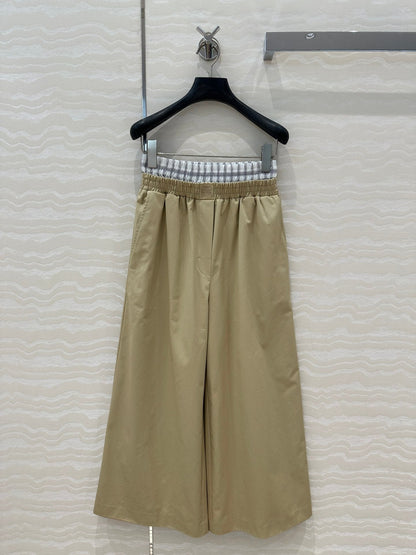 Loewe Wide-leg Straight Pants Beige Cotton