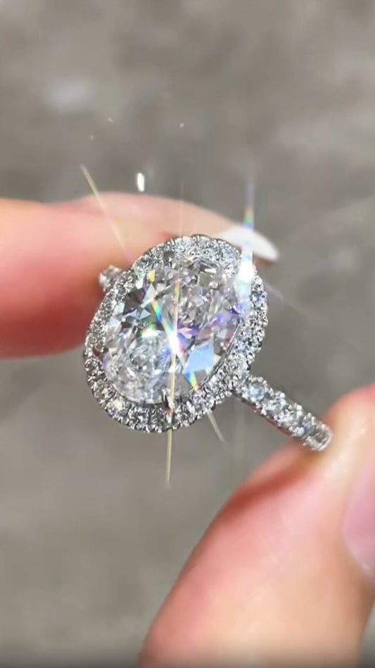 Tiffany Style 2.02ct Lab-Grown Oval Diamond Engagement Halo Ring in PT950 Platinum| IGI Certified