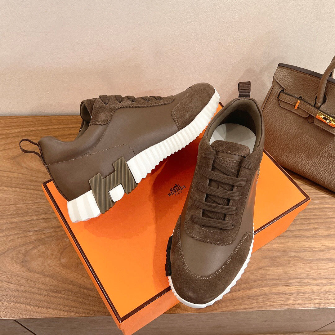 BOUNCING SNEAKER IN BROWN CALFSKIN MIX SUEDE