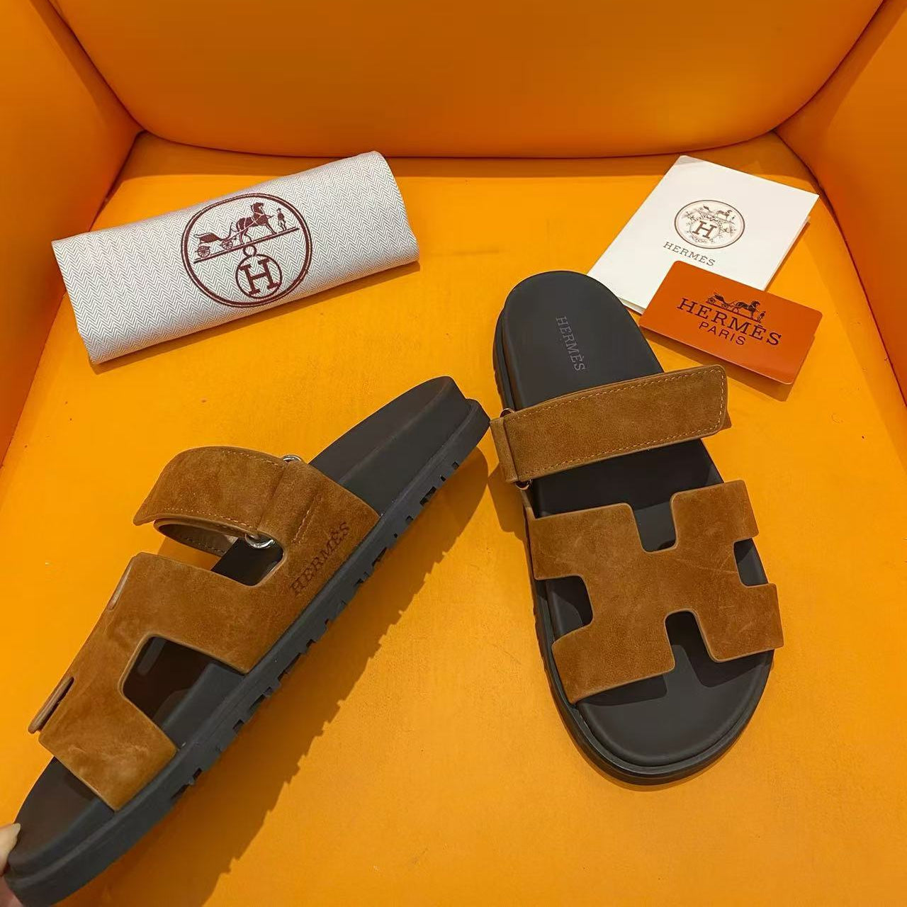 HM CHYPRE SANDALS IN BROWN SUEDE LEATHER