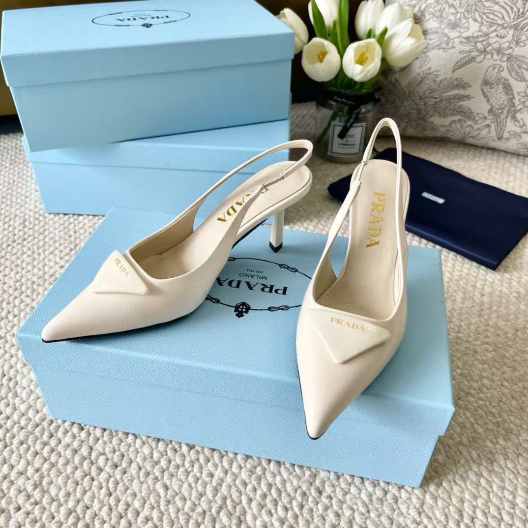 PRA SLINGBACK PUMPS IN CREAM CALFSKIN