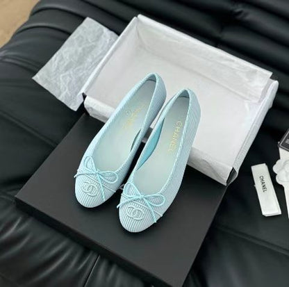 CC BALLET FLATS IN BABY BLUE FABRIC
