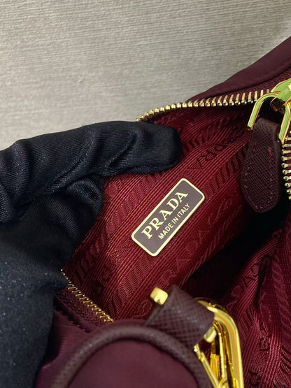 PRA HOBO BAG 22 IN BURGUNDY RED RE-NYLON