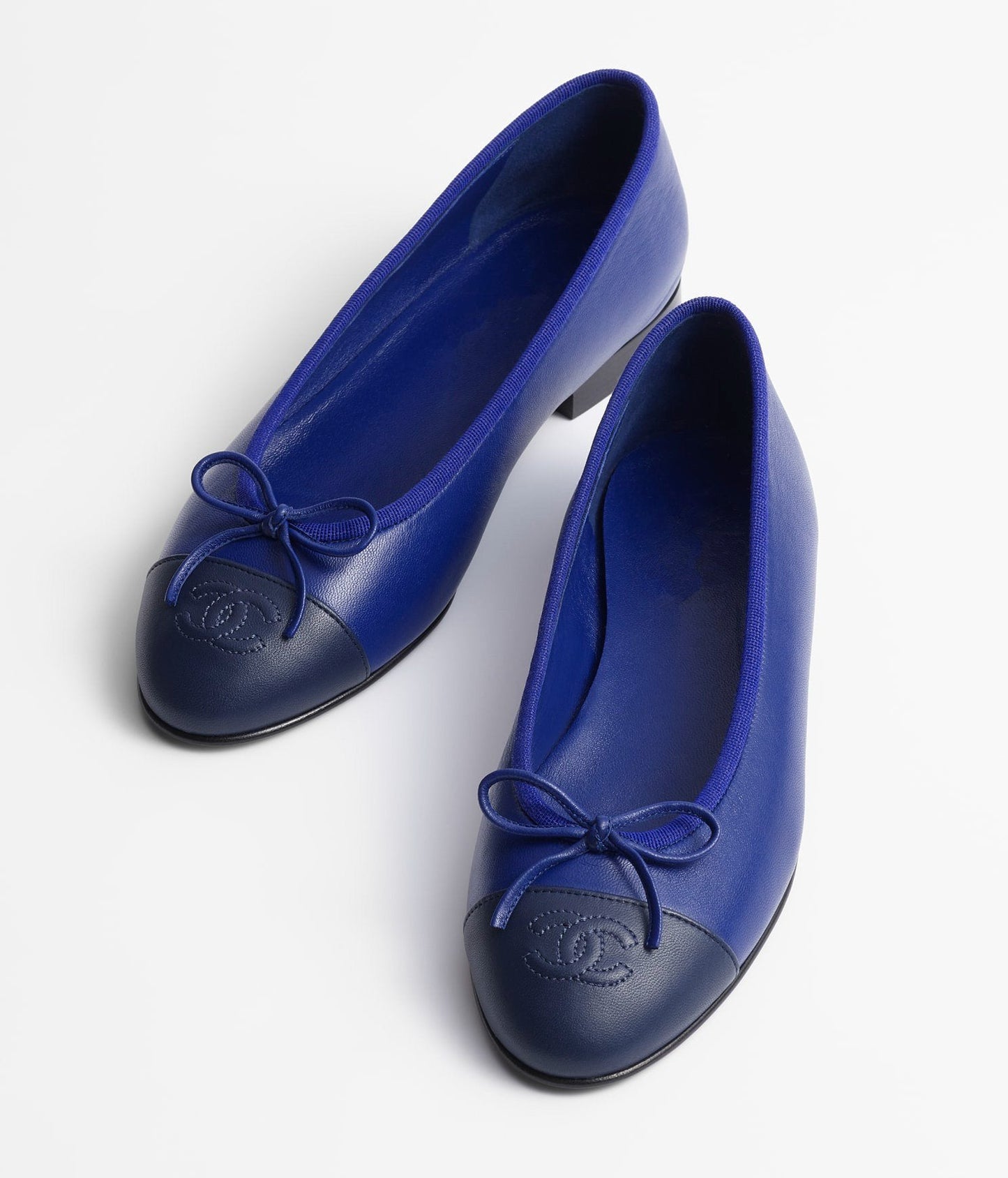 BALLET FLATS NAVY BLUE BLACK LAMBSKIN