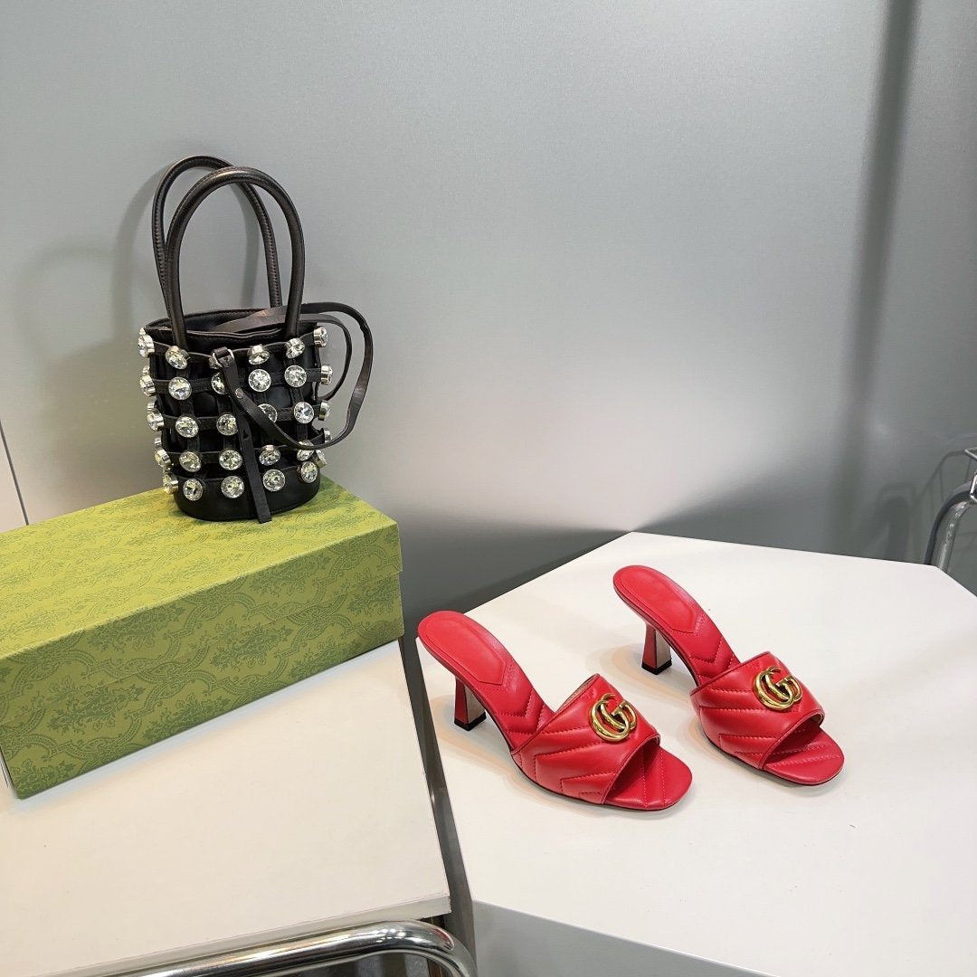 GG SANDALS HIGH-HEELED RED