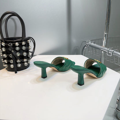 GG SANDALS HIGH-HEELED GREEN