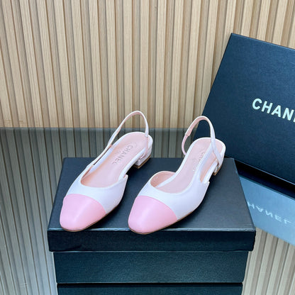 CHANEL 25S SLINGBACK SHOE FLATS IN LIGHT PINK CALFSKIN