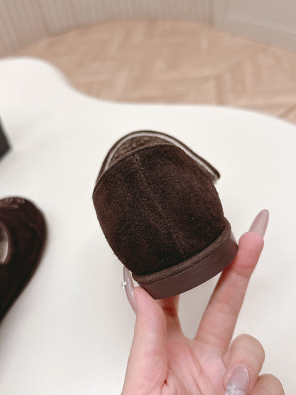 CHANEL FLAT MARY JANE SHOES 25S IN DARK BROWN VELVET