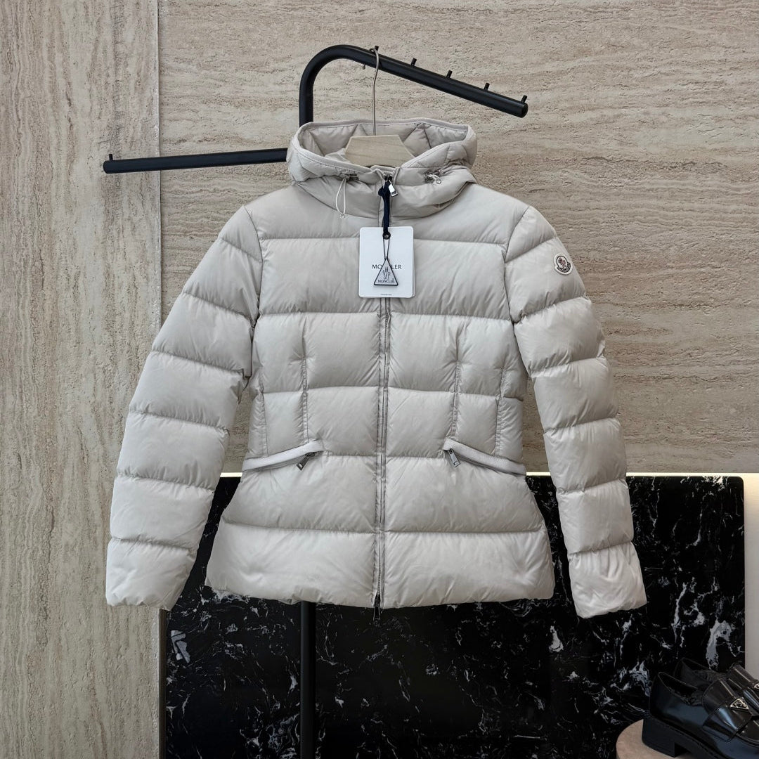 Moncler Style Women’s Lightweight Short Hooded Down Jacket In White – Style 041