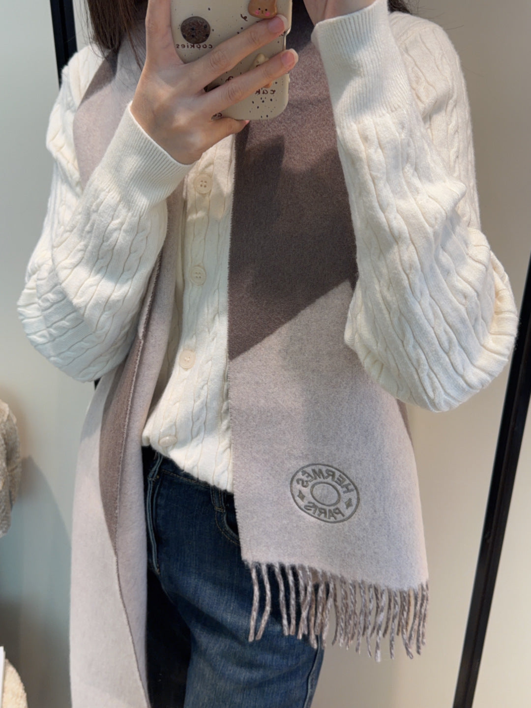 HERMES 25S SCARF 190 IN CASHMERE 989784