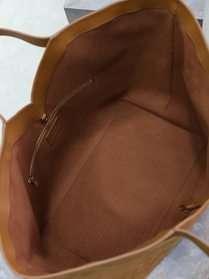 YSL 25S Y MAXI TOTE 50 IN CARAMEL SUEDE GOLD HARDWRE