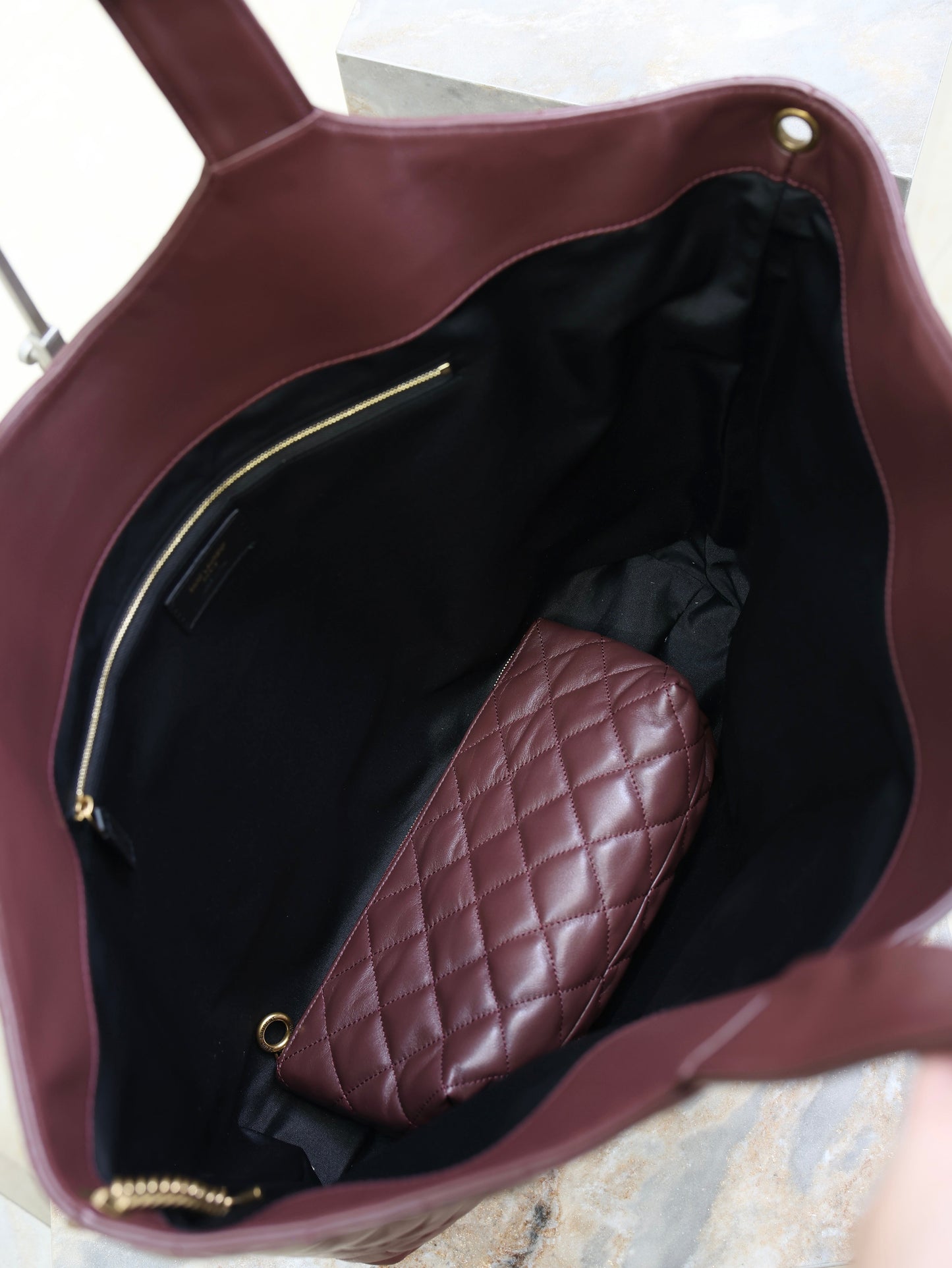 YSL 25S ICARE 27 IN ROUGE CABERNET QUILTED CALFSKIN GOLD HARDWRE