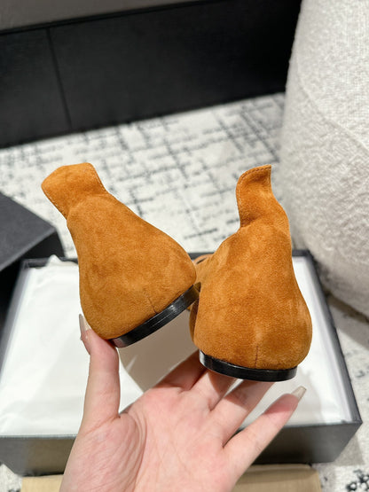 ALAIA PUMP 1 CM IN COPPER BROWN SUEDE MIX BLACK CALFSKIN