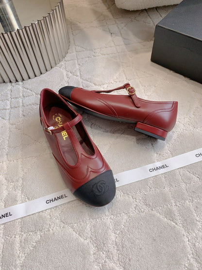 CHANEL 25S MARY JANE IN BLACK AND ROSEWOOD CALFSKIN GOLD HARDWARE