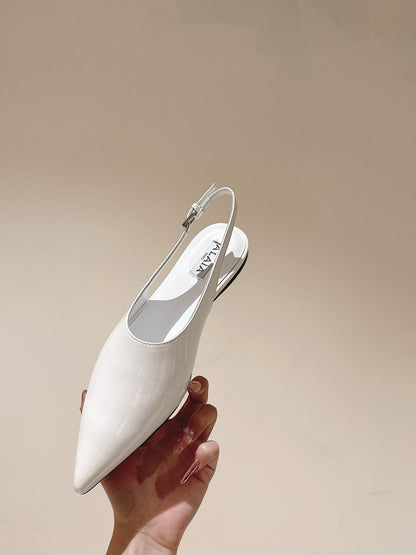 ALAIA SLINGBACK 25S IN WHITE PATENT LEATHER