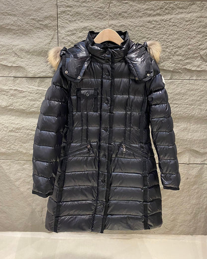 Women’s Luxury Moncler-Style Long Puffer Coat with Shearling Trim and Hood-Style265