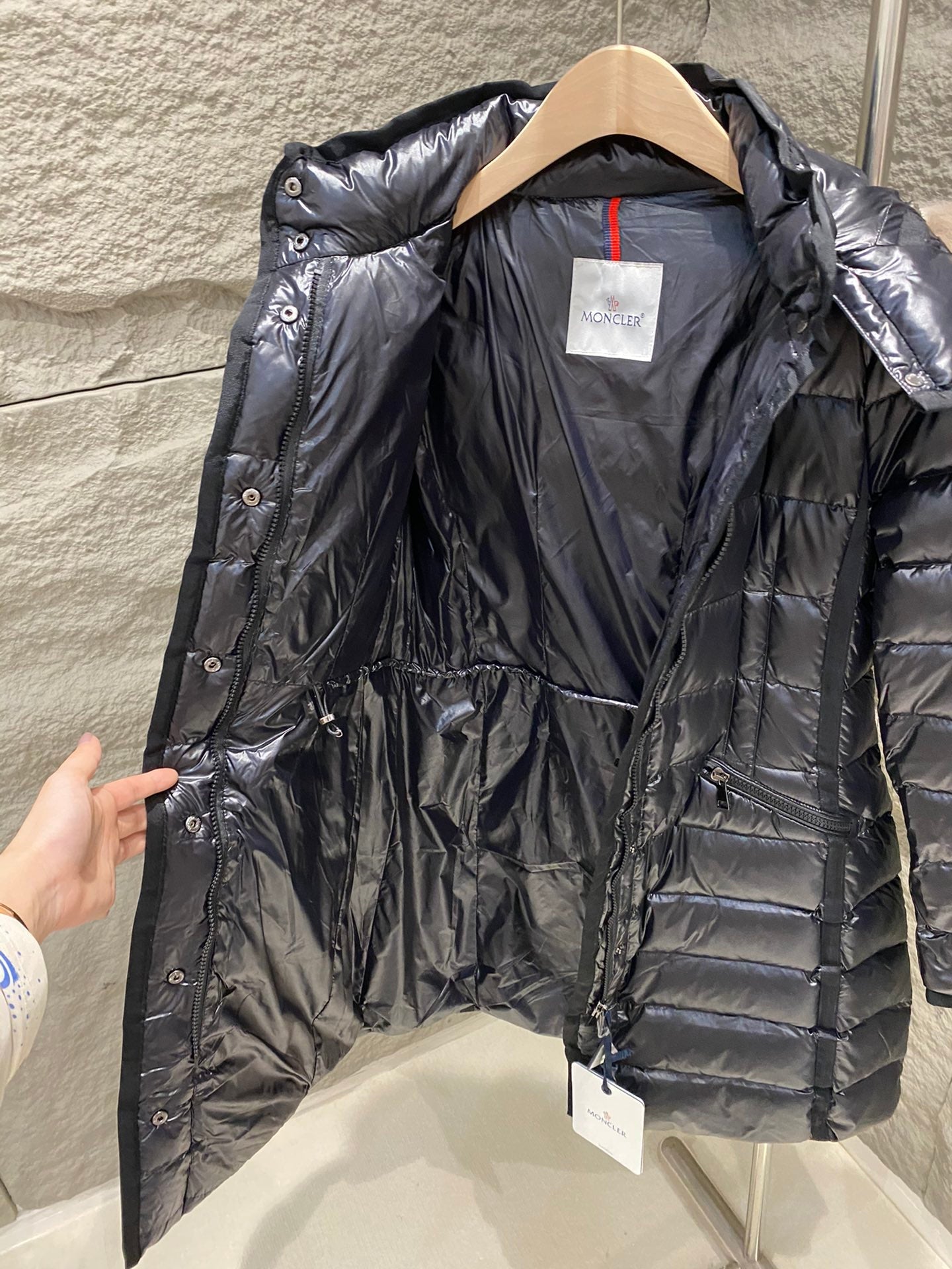Women’s Luxury Moncler-Style Long Puffer Coat with Shearling Trim and Hood-Style265