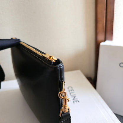 CELINE 25S HANDBAG 24MM IN BLACK GLOSSY CALFSKIN